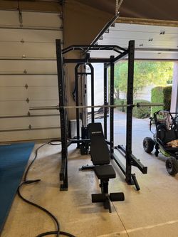 Get RXd power squat rack bench bar lat pull low row