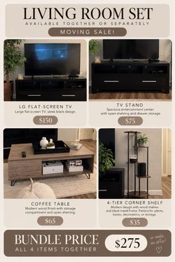 π‘ Modern Living Room Set β TV, Coffee Table & TV Stand!