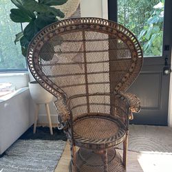  Antique Vintage Emmanuelle Peacock Boho Rattan Chair