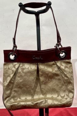 Coach burgundy and beige purse
