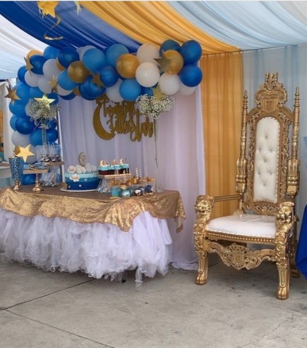 Gold and white throne chairs