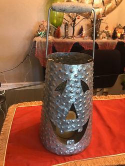 HALLOWEEN 18” Tall Metal Jack-O-Lantern Battery Operated Candle Lantern