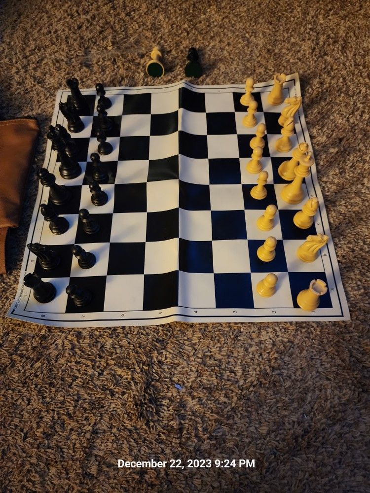 chess board with bag