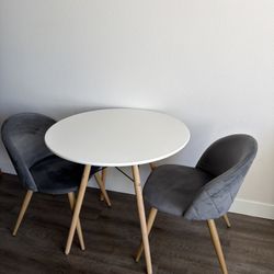 Dining Table + 2 Velvet Chairs