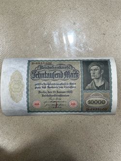 original 1922 German 10,000 Mark "Zehntausend Mark" Reichsbanknote Large Size note