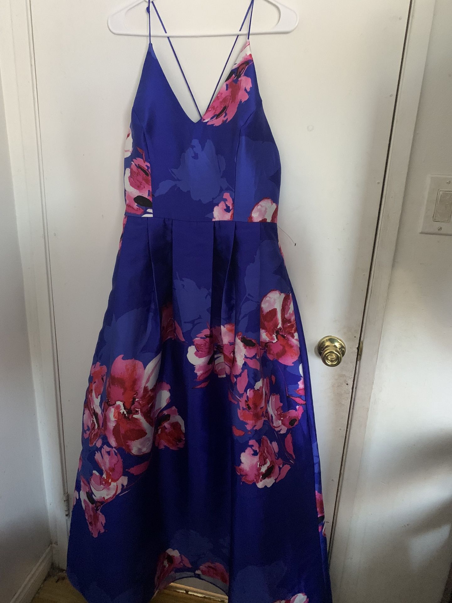blue floral long dress