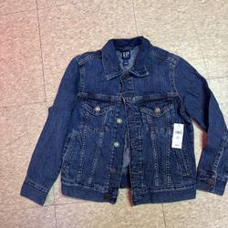 Gap Jacket Boys Youth Large S Blue Denim Trucker Dark Wash Comfort 100% Cotton