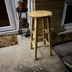 Wooden Bar Stool, Composter, Decanter, Pitcher & Wine Glasses, Plant Stand