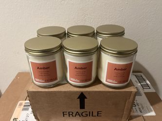 120 Candles- 7oz Glass jar Amber scented Candle with notes of vanilla & Honey