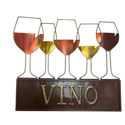 Metal VINO Wine Glasses Wall Decor Metalic colors kitchen