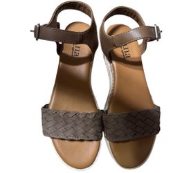 Ana a new approach memory foam open toe wedge sandal size 6  