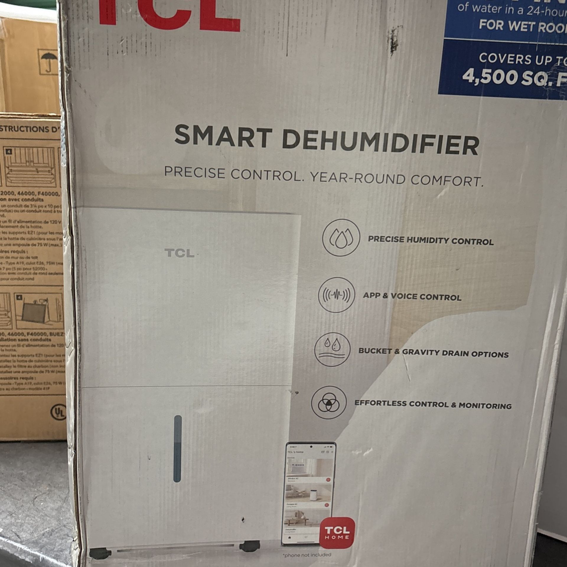 TCL Smart Dehumidifier 4500 Sq Ft For Wet Rooms