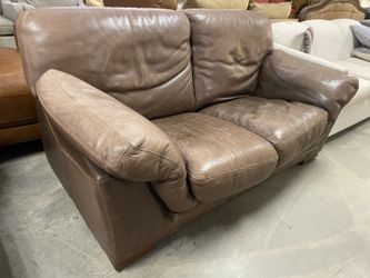 Dark Brown Aged Leather Loveseat