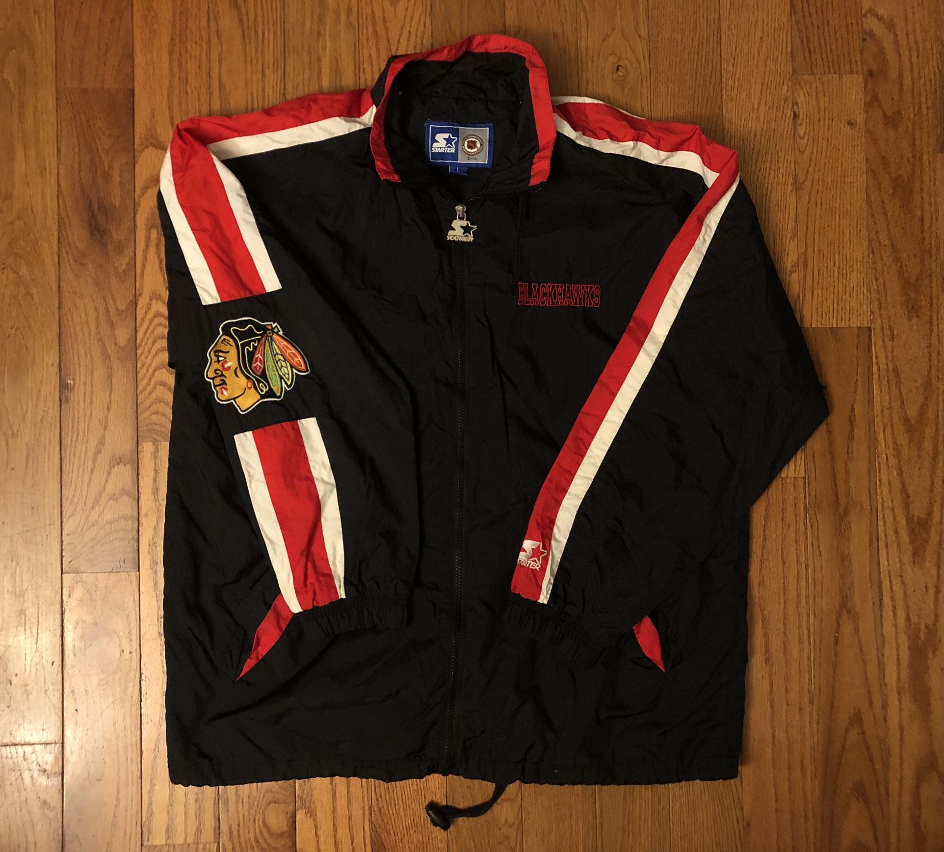 Chicago Blackhawks Starter Doublesided Windbreaker Jacket Sz Large