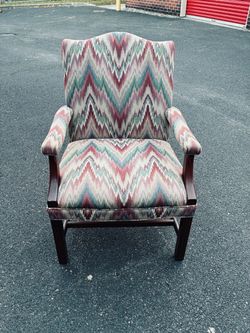 Chevron Flame Stitch Pattern Chippendale Style Armchair