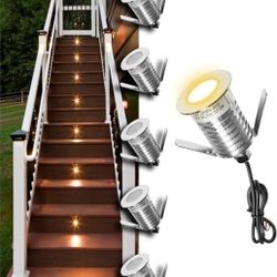 MALORY 6-Pack Recessed LED Deck Light, 1W 2700K 12V Low Voltage Landscape Light