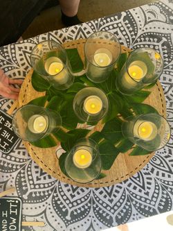 Set of 7 Flameless LED Tea Light Candles in Glass Holders
