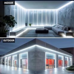 50FT/15M Silicone COB Neon Rope Lights ,6000K Super Bright Cold White Waterproof