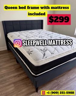 Queen size bed frame with mattress included