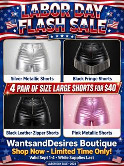Ready for pickup New size large faux leather shorts bundle  (4 pair)