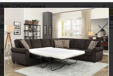 L-Shaped Brown Chenille Sleeper Sectional! Brand New! Lowest Prices!