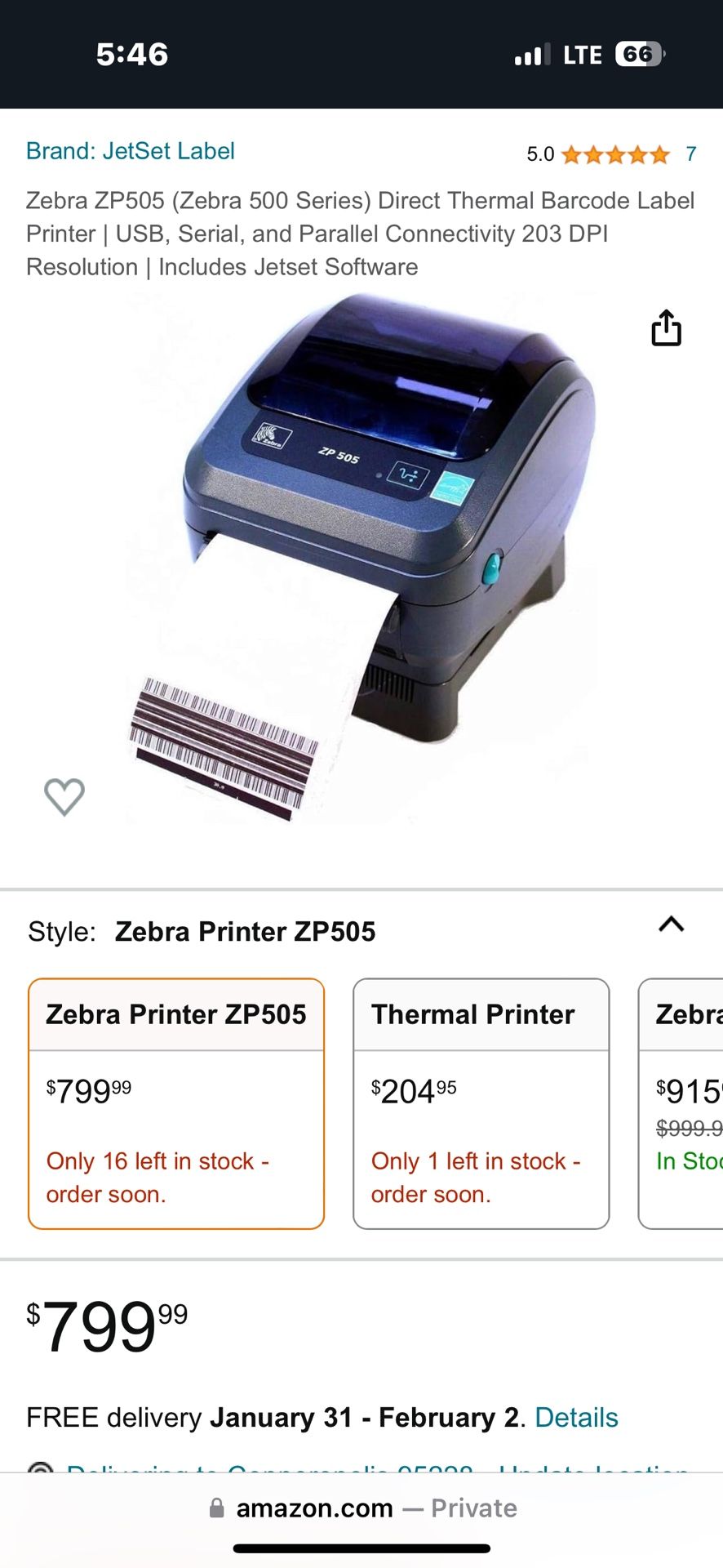 Brand New Zebra Label Printer