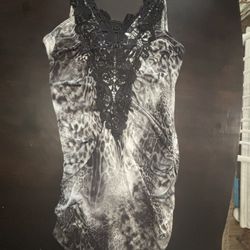Animal print shirt with lace size large