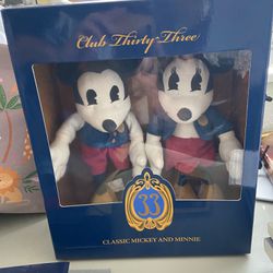 Club 33 Exclusive Classic Mickey And Minnie Mouse Stuffed Animals 