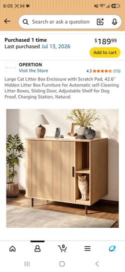 FREE Large Cat Litter Box Enclosure with Scratch Pad