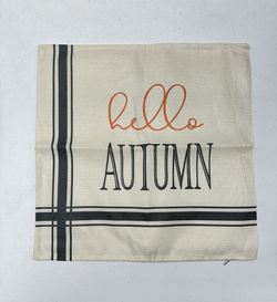 SET of 4 Fall Throw Pillow Covers Pumpkin Hello Fall CREAM 18x18 Home Decor *NEW*