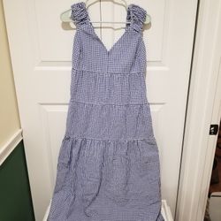 Old Navy Blue & White Gingham Maxi Dress