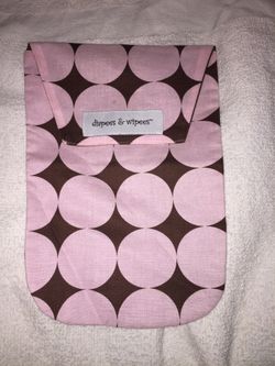 Diapees and wipees Cloth Bag Container 10” x 7” Pink and Brown