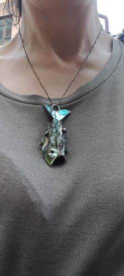 Vintage Mexican Aboloni Shell Fish Bottle Opener/Pendent 