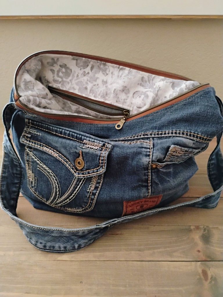 Newly Sewn From Clean Denim Slouchy Hobo Crossbody Handbag