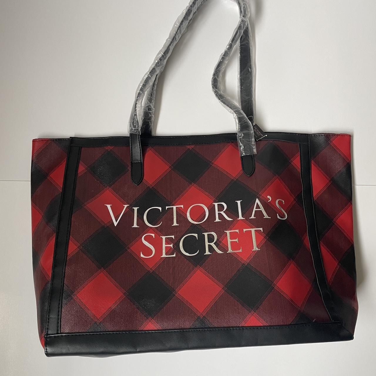 Women’s Victorias Secret Medium Size  Tote Bag Flannel Print Black & Red Plaid Print 