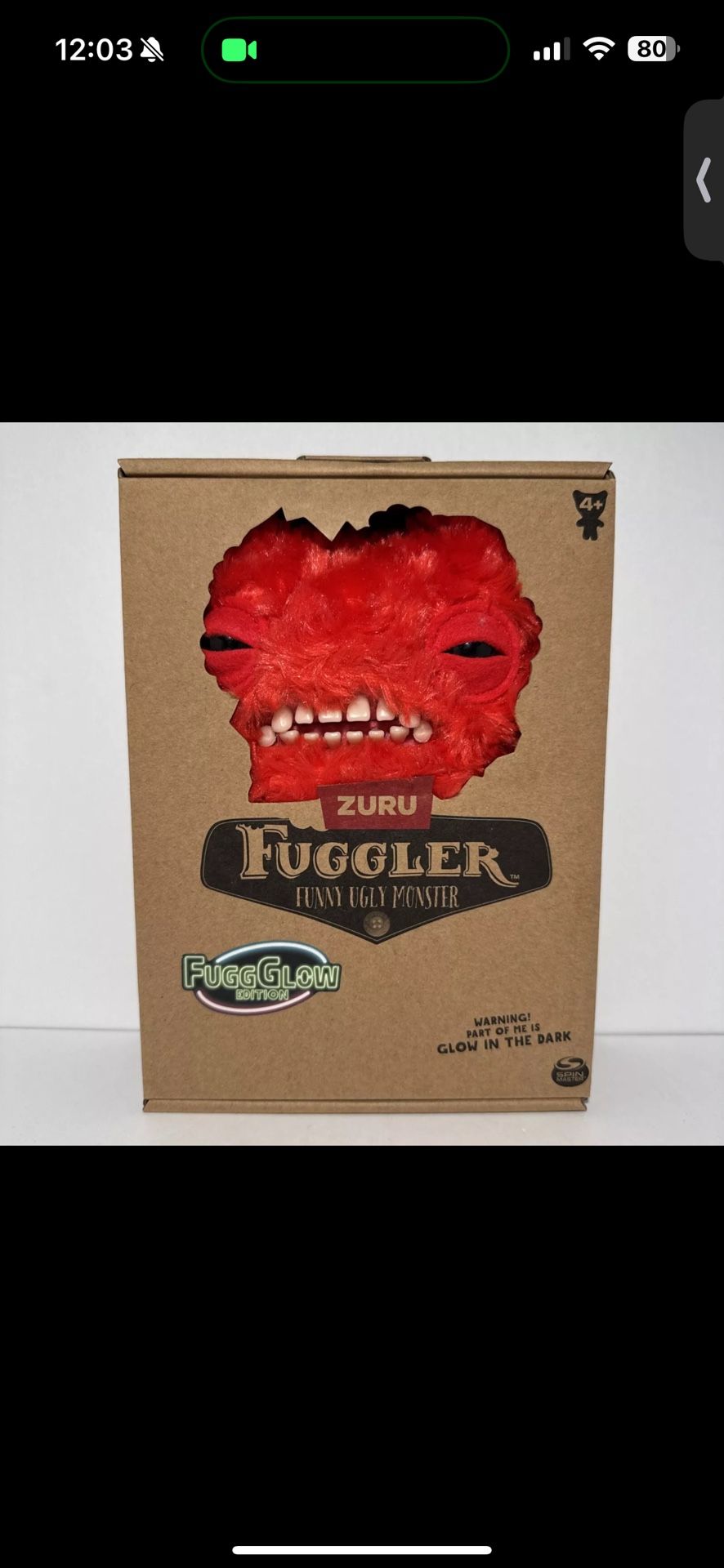 Fuggler Munch Munch 100% Brand New FuggGlow In The Dark Monster Funny Ugly!