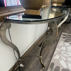 Beautiful Mid Century Huge Iron Scroll Console Entry Sofa Table 