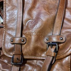 Brown Leather Gucci Backpack