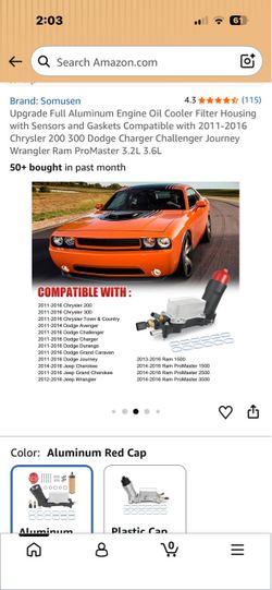 Aluminum engine oil cooler,2011-2016 Chrysler and Dodge