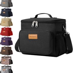 Brand New Reusable Lunch Box Leakproof Cooler Bag,Collapsible Lunch Bag with Adjustable Shoulder Strap for Work Office Picnic Beach(Black