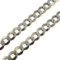 Mens Solid Chain 14k Yellow & White Gold 