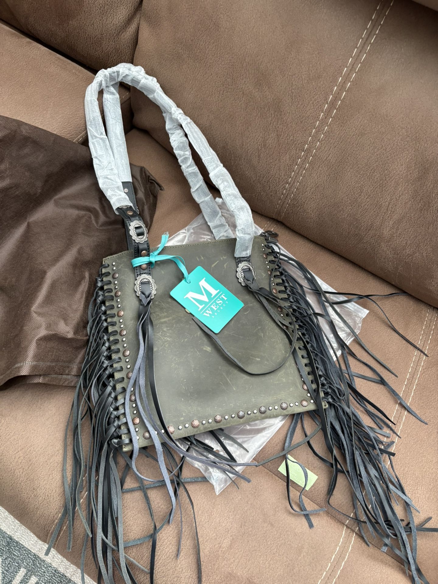 Montana West Genuine leather fringe hand bag NWT