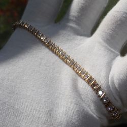 14K Yellow Gold CZ Tennis Bracelet 