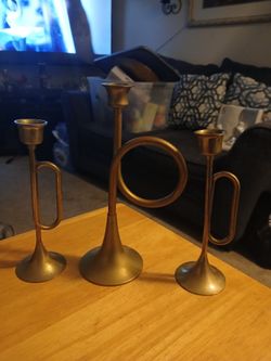 3 Brass Candle Holders 