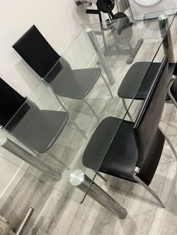 Glass Table with 4 Chairs