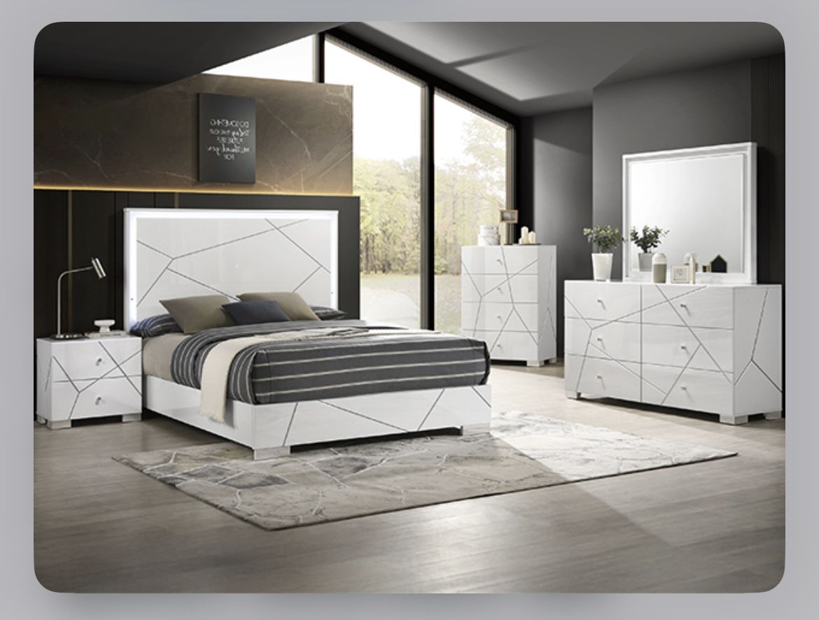 Brand New 4pc Elegant LED Bedroom Set