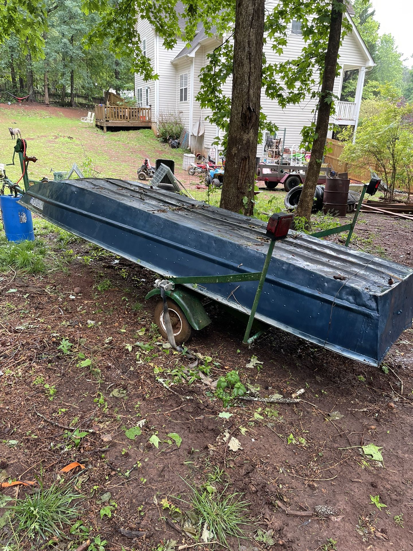 14’ Jon Boat Trailer And Motor