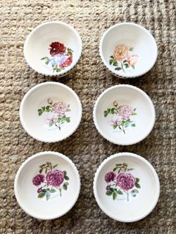 Portmeirion Botanic Roses Salad Dessert Fruit Bowls，Set of 6，made in England