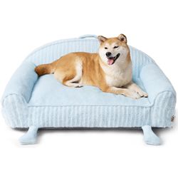 New EHEYCIGA Washable Dog Beds for Large Dogs 36 Inch - Striped Cat Couch for Indoor Cats with Removable Cover, Shredded Memory Foam Waterproof Puppy 
