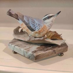 Gray Marble Curio Pedestal Base with Round Bronze Feet